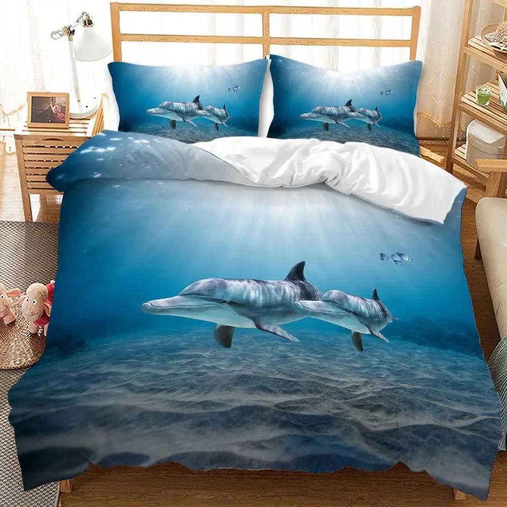 BEST.WENSD Reactive Print Ocean Colorful Fish Art Winter Bedding Sets Big Size US CalifKing 260x240 Duvet Set Bed Linen