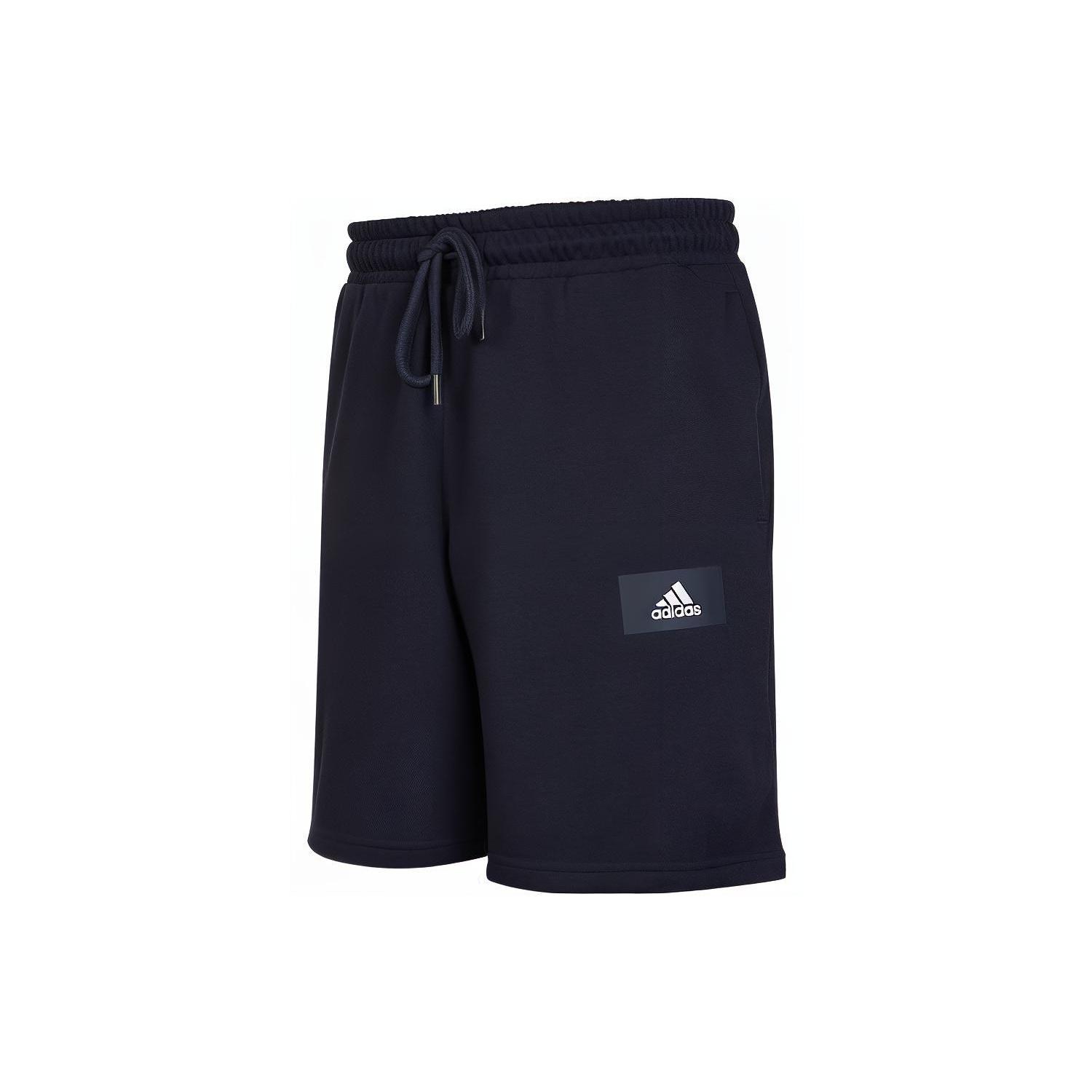 Men s adidas Logo Printing Pattern Lacing Elastic Waistband Straight Shorts Black HZ7031 S