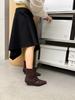 Wide tube short boots women's thick high heel square head fashion boots pleated stacking boots autumn and winter new models