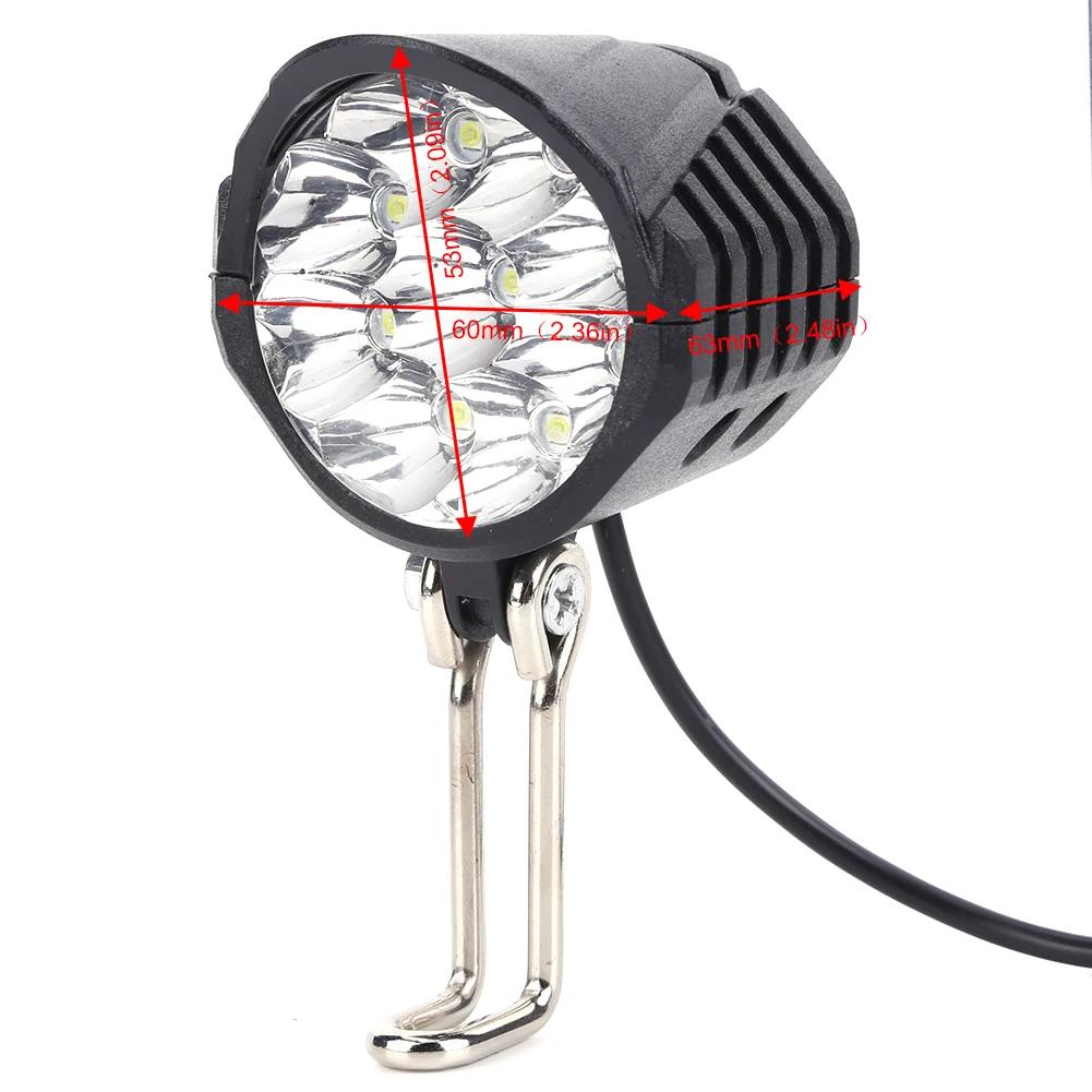 36V 48V 60V E-Bike Horn Light Electric Scooter 4 LED Headlight Front Lamp Waterproof Flashlight Outdoor Cycle Biking Accessories