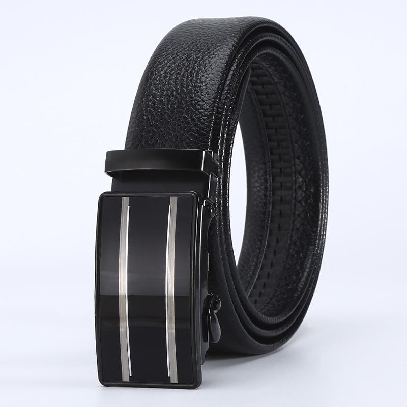 Belt Men'S Business Automatic Buckle Belt Scratch Resistant Lychee Pattern Belt Body Stall
