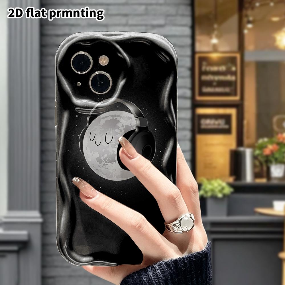 Phone Case: 2D Flat, Suitable for iPhone 18, 17, 16, 15, 14, 13, 12 Pro Protective Case, Cute Moon, Perfect Holiday Gift for Christmas and Halloween