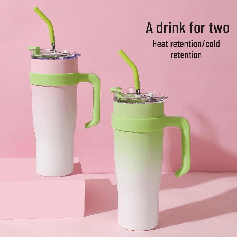 Big Mac Ice King Stainless Steel Insulated Coffee Cup, Large Capacity Summer Straw Cup