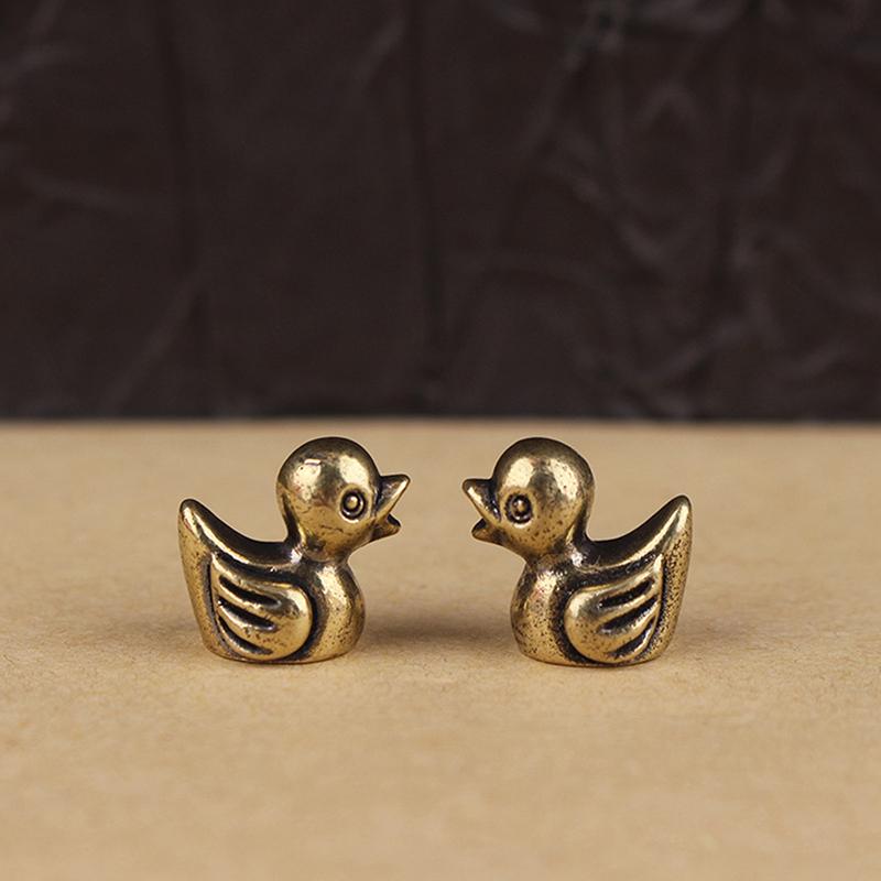 Deux Figurines de Canard en Laiton, Service à Thé Fait Main, Décorations de Table Basse sur le Thème des Animaux de Compagnie, Ornements de Bureau et Cadeaux Mignons de Canard