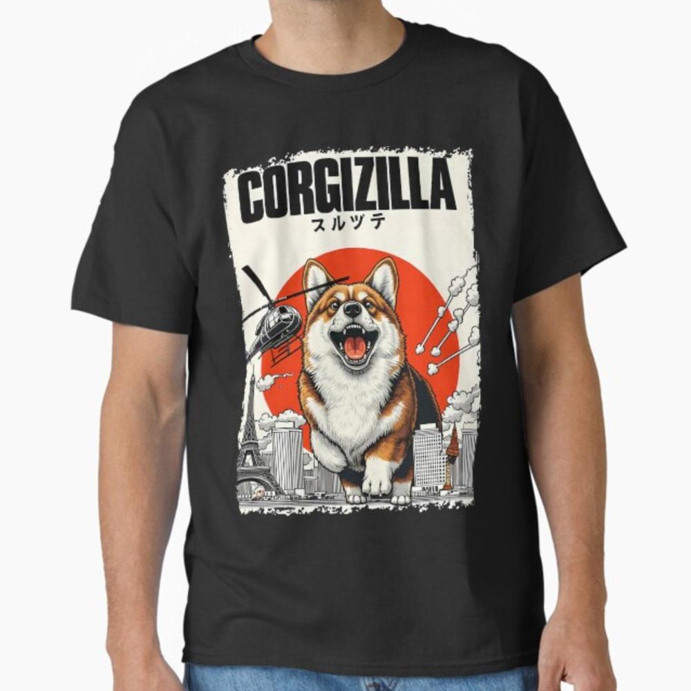 CorgiZilla Parody Japanese Art Corgi Dog Mom Dad Unisex Adult T-Shirt Unisex T-Shirt S
