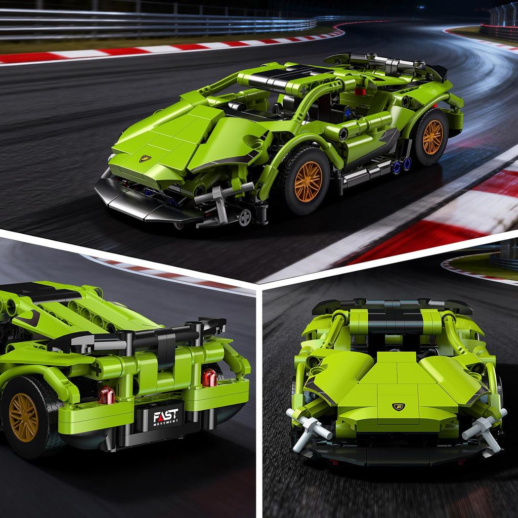 1280Pcs 1:14 Moc Racing Car Building Blocks, Mechanical Speed Sports Car Model Kit Stem Gift For Boys Kids Adults Ages 12+