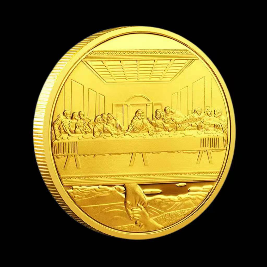 Minnesmynt 1 st Sista måltiden, 1,57 tum Metall Samlarobjekt, Jesus-tema, Detaljerat Religiöst Konstverk, Kristen Presentidé