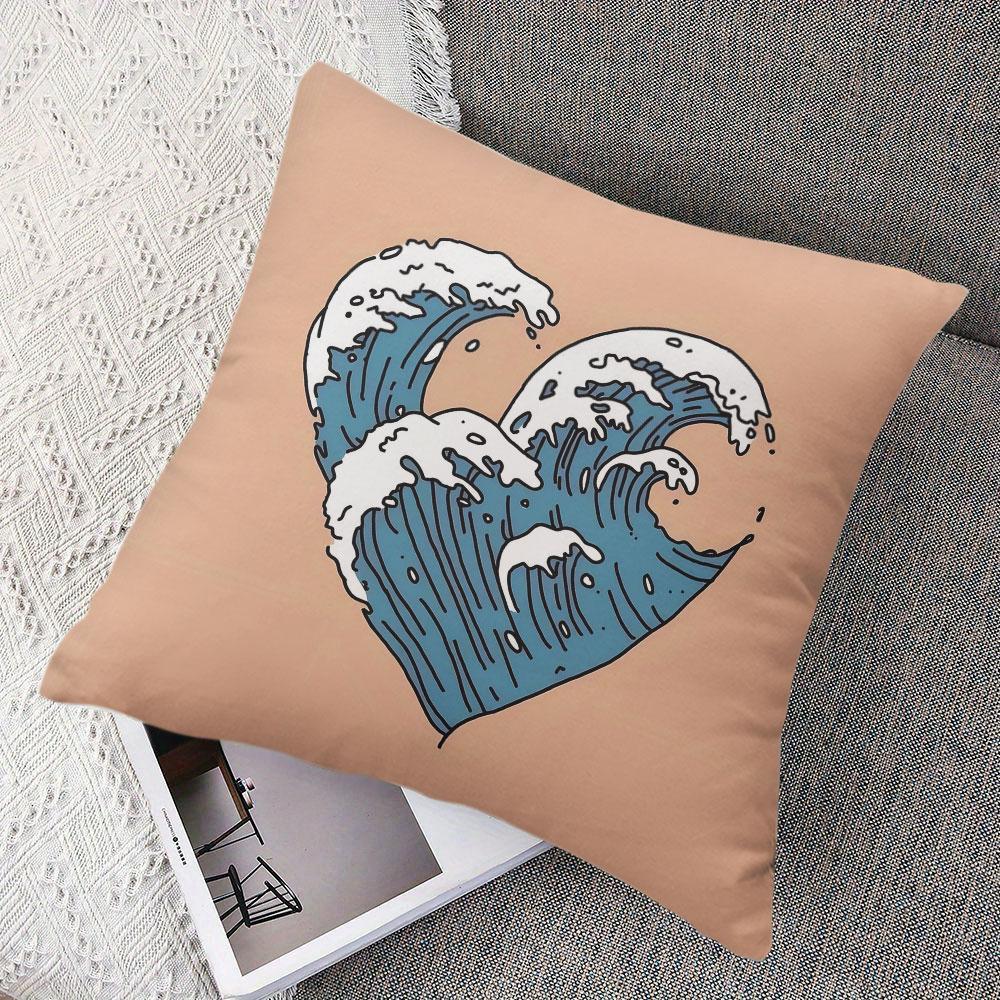 Wave Heart square Jacquard Pillow Cover for Sofa Office Waist Cushion Cover Home Decorative Pillowcase
