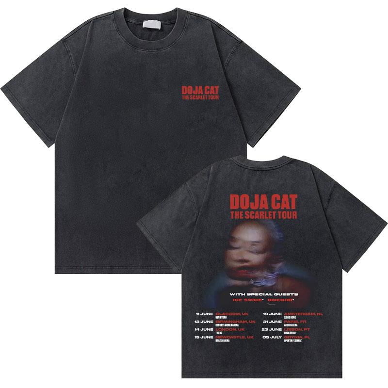 

Washed Vintage Rapper Doja Cat Scarlet Graphic Print Tshirts Men Women Hip Hop Oversized Tshirt Male Fashion Short Sleeve Tees S