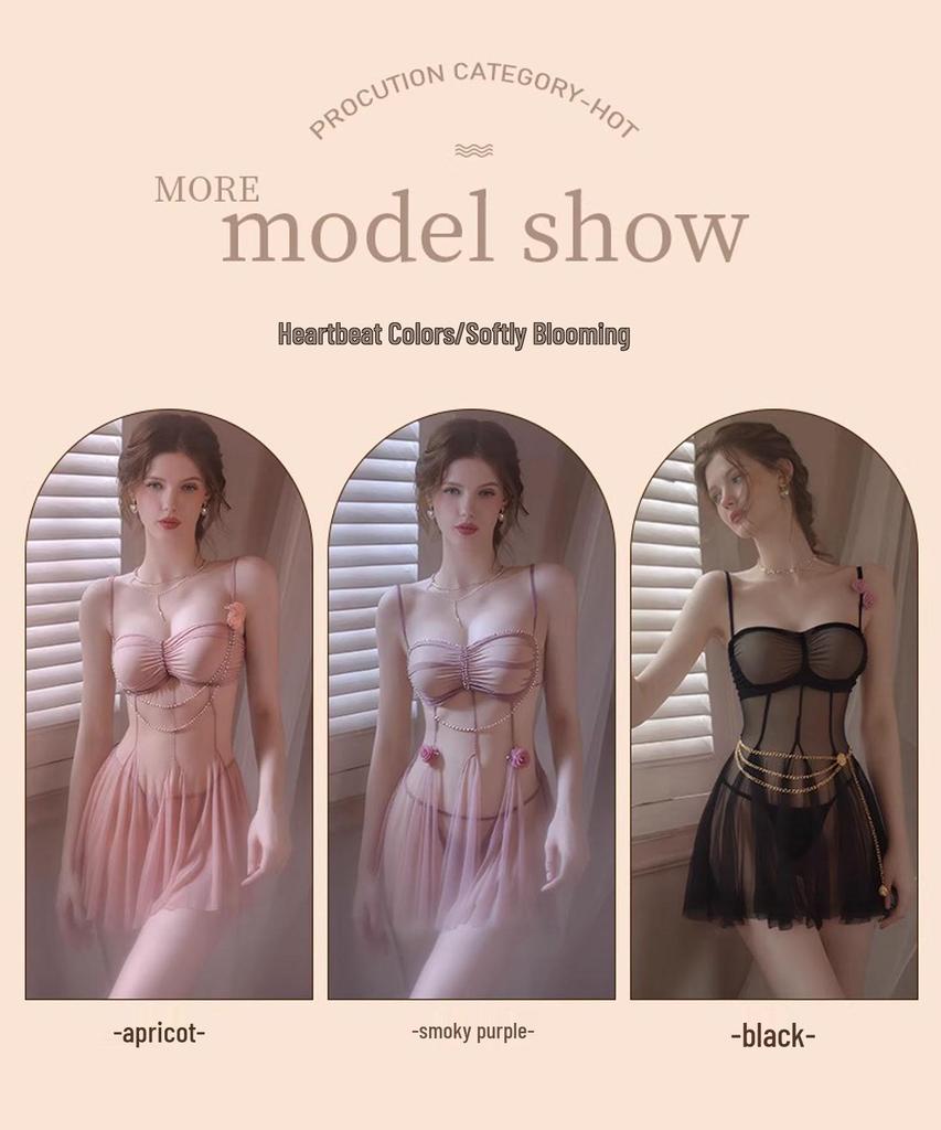 Damen Sexy Bügel Push-up Mesh Camisole Nachthemd