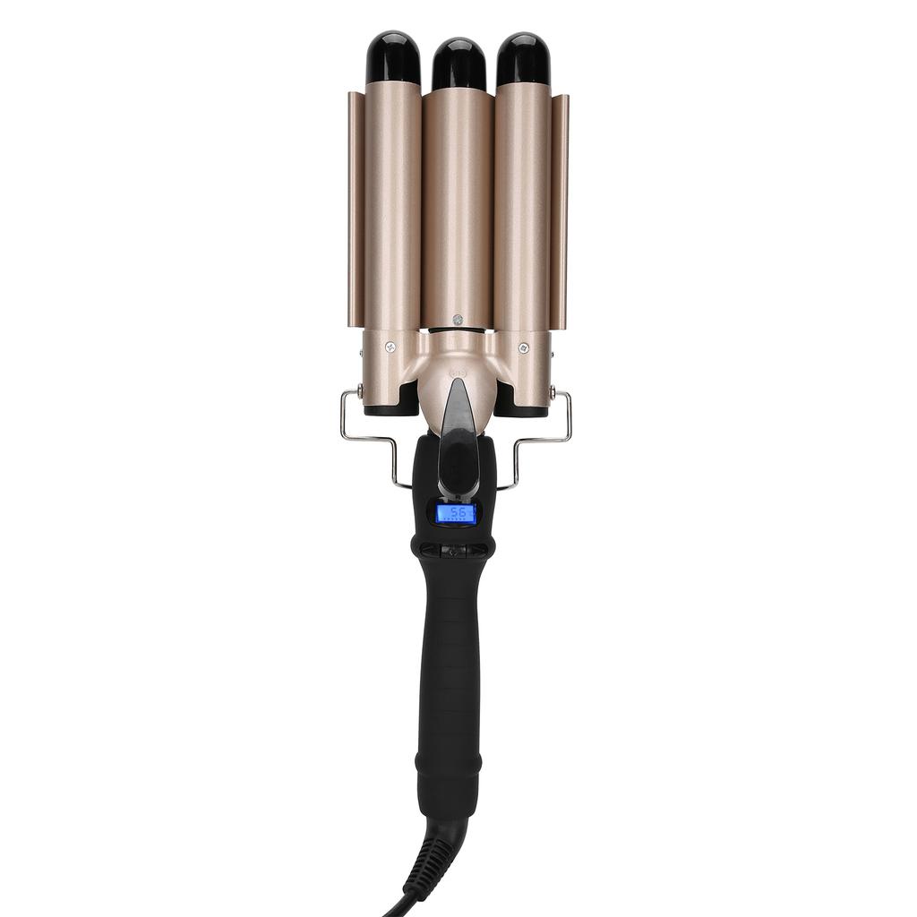 3 Barrel Curling Iron Wand Hair Waver Curler Iron Hair Waving Styling Tools Gold 110‑240VEU P Lug 32mm