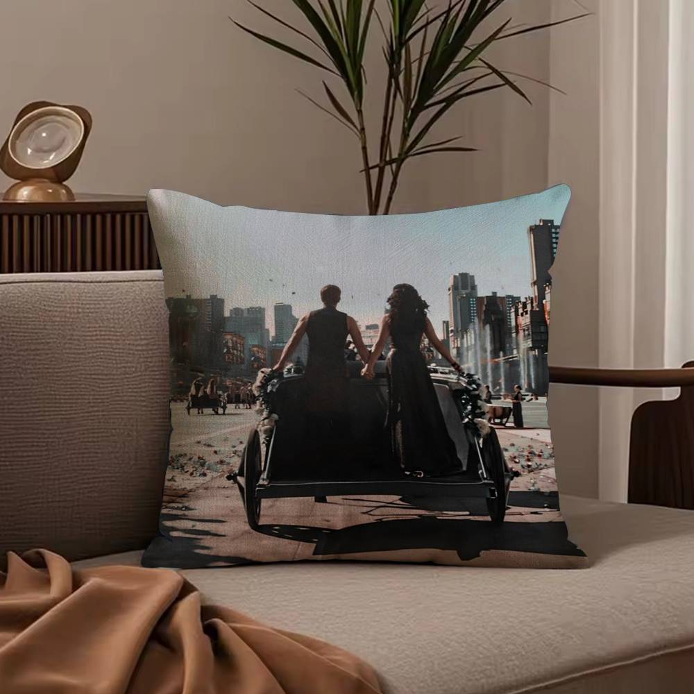 The H-Hunger Games Pillow Case Anti-dustmite Pillowcase Invisible zipper silky short plush Sofa cushion cover
