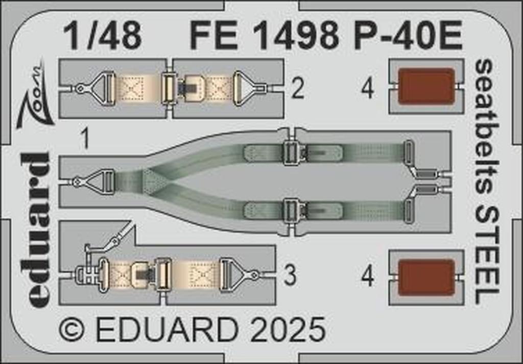 eduard Zoom Series Seatbelt Stainless Steel Plastic Model Parts EDUFE1498 1/48 P-40E (for Eduard) (Airplane)