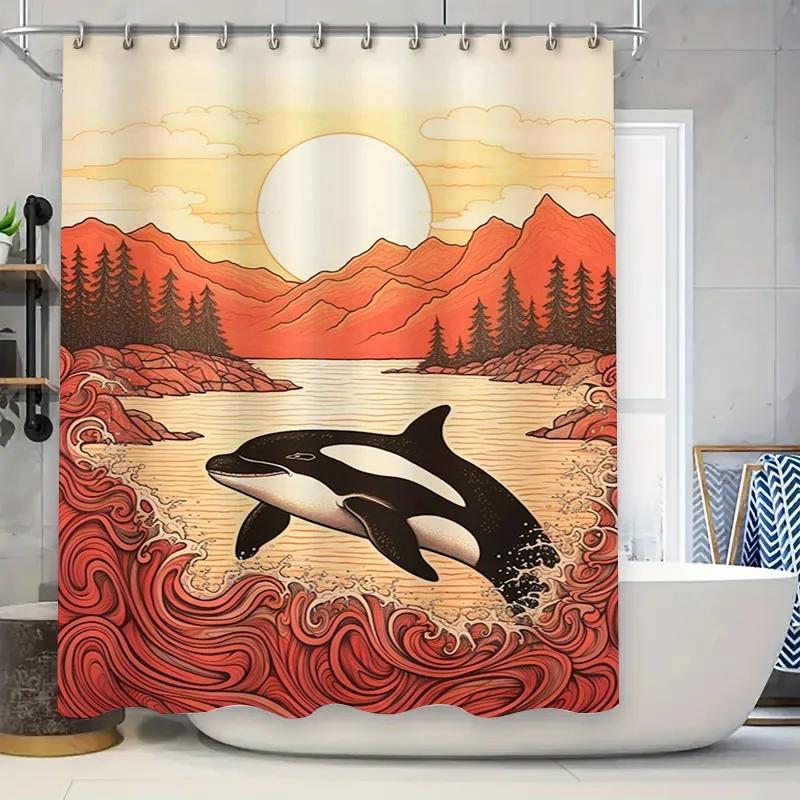 

Beautiful Sunset Mountain Shower Curtain Printed Waterproof Fabric For Bathroom Decorations Window Treatment In Various Sizes W60H190(CM)-1 Pcs