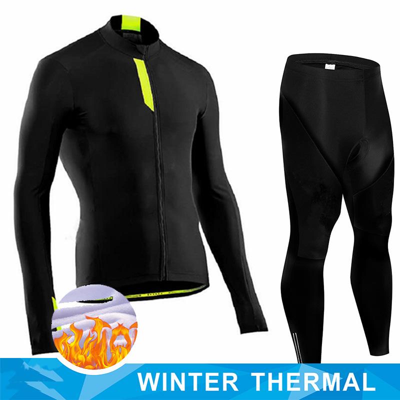 Men 2026 Winter Velvet Warm Cycling Clothing Suit Set Thermal Fleece Bicycle Jersey Set MTB Warm Bike Jersey Set Ropa