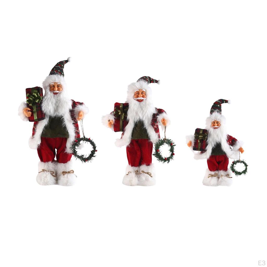 Santa Claus Figurine Christmas Doll Toy Adornment Traditional Standing Figure Xmas Decor for