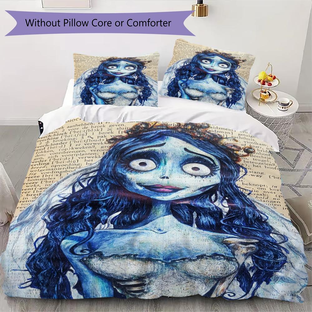 

Corpse Bride Pattern Bedding uilt Set uilt Cover Pillowcase Home Decoration Birthday Gift (1 * duvet cover + 2 * pillowcase without core)19 135x200cm