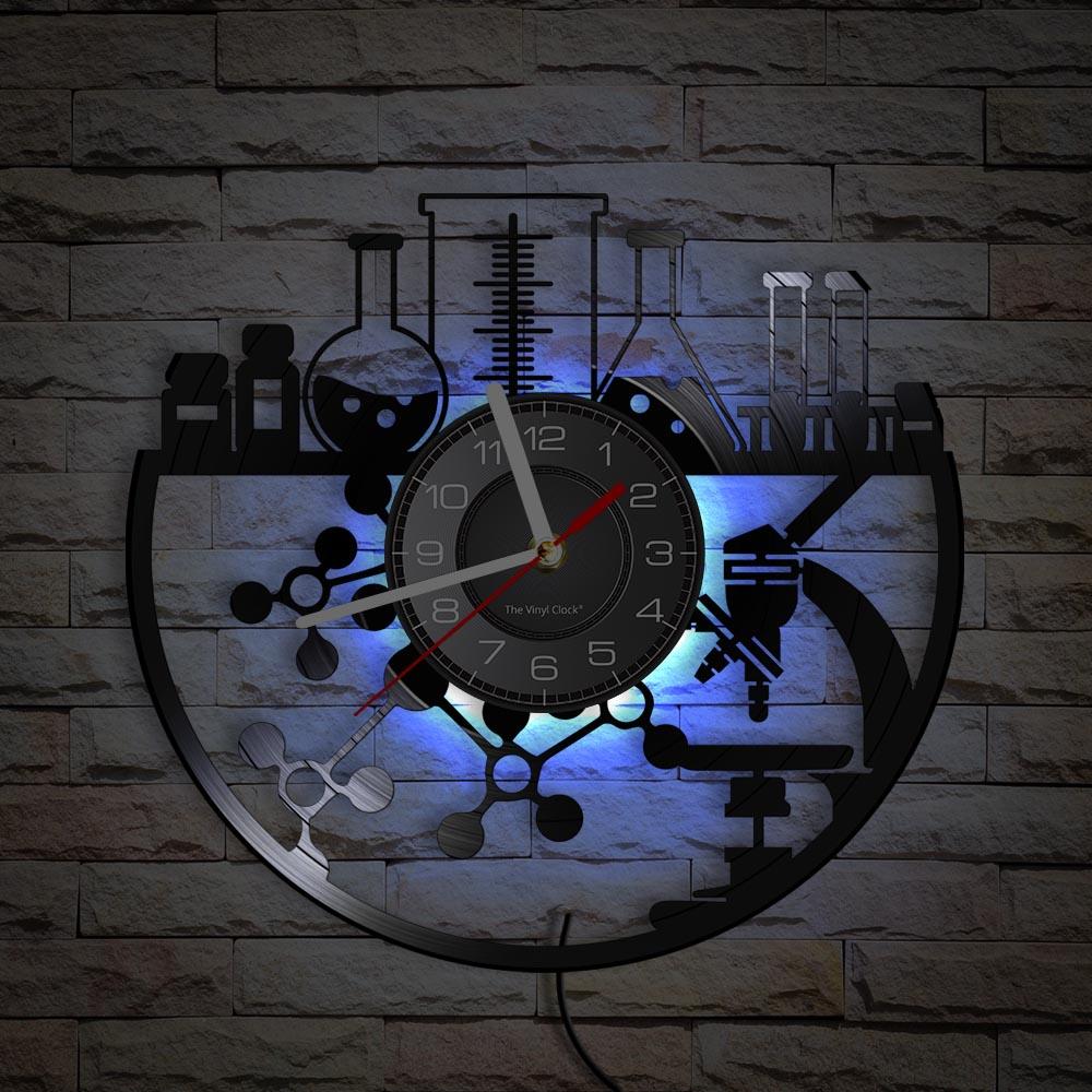 Chemische Experiment Schallplatte Wanduhr Chemie Mikroskop