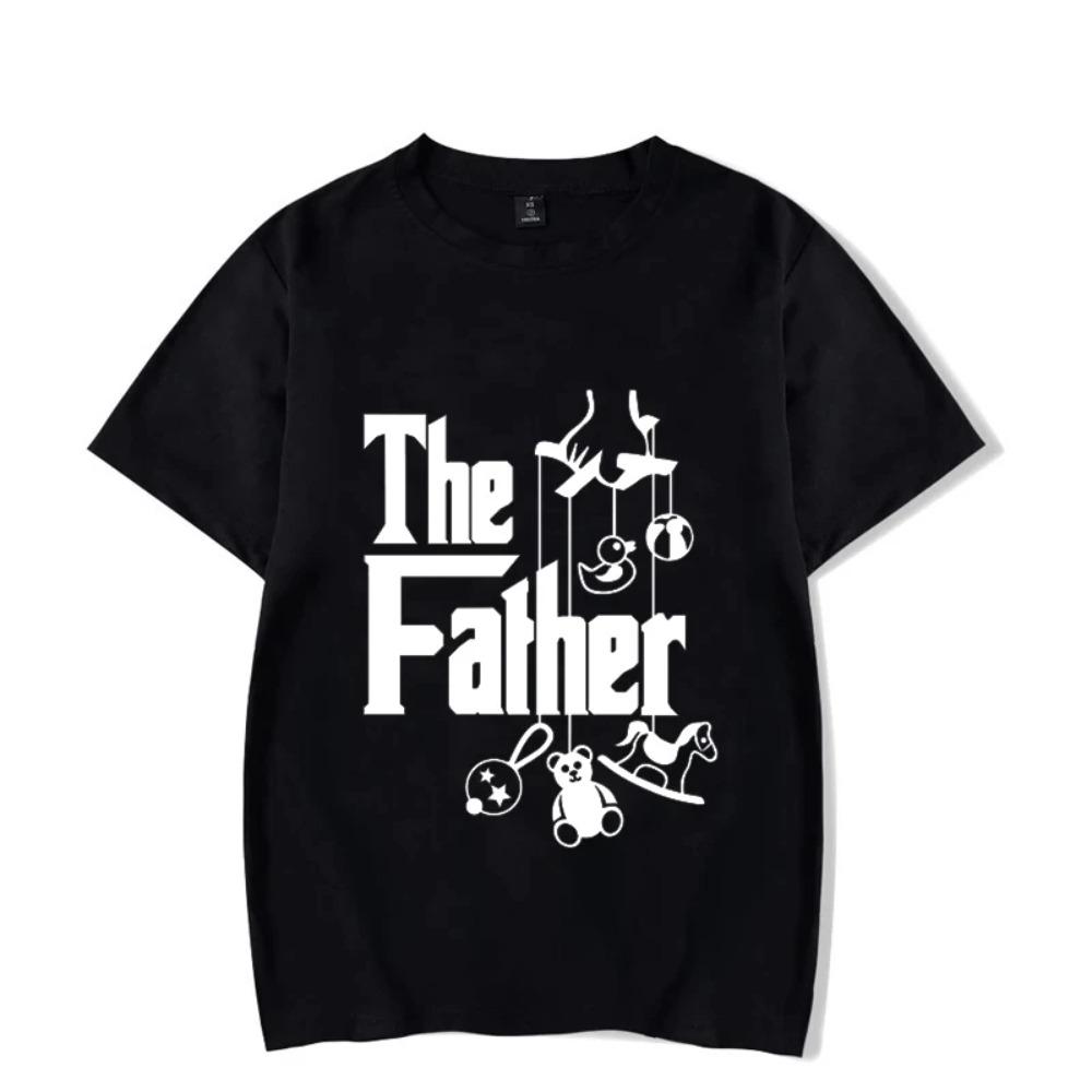 

Футболка ко Дню отца «Отец» для нового папы, классическая мужская футболка Harajuku, классические футболки с коротким рукавом из хлопка #310 S чёрный