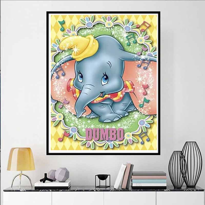 Disney Cartoon Diamond Painting Dumbo Retro Circus Style Healing Illustration 5D DIY Art Cross Stitch Kit Mosaic Embroidery Home Decoration Gift