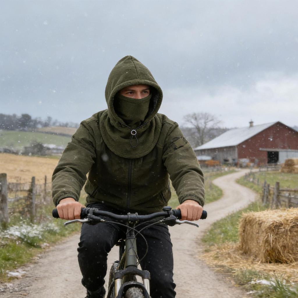 Winter Hat With Face Cover Warm Windproof Breathable Adjustable Drawstring Headwear Winter Hood Hat For Cold Weather Cycling
