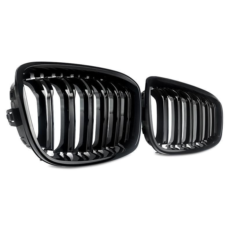 For 2011-2014 BMW F20 F21 1-Series M Look Kidney Grille Grill Gloss Black Twin Bar CAR Accessories QCYZR1