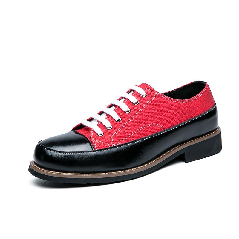 Men s Autumn/Winter Color Block Leather Loafers - Breathable Business Casual Lace-up Shoes 40