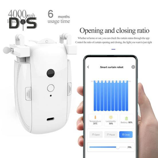 Smart Automatic Curtain Opener with Light Sensor High-Performance Motor Voice Control Universal Simple Installation Curtain Opener