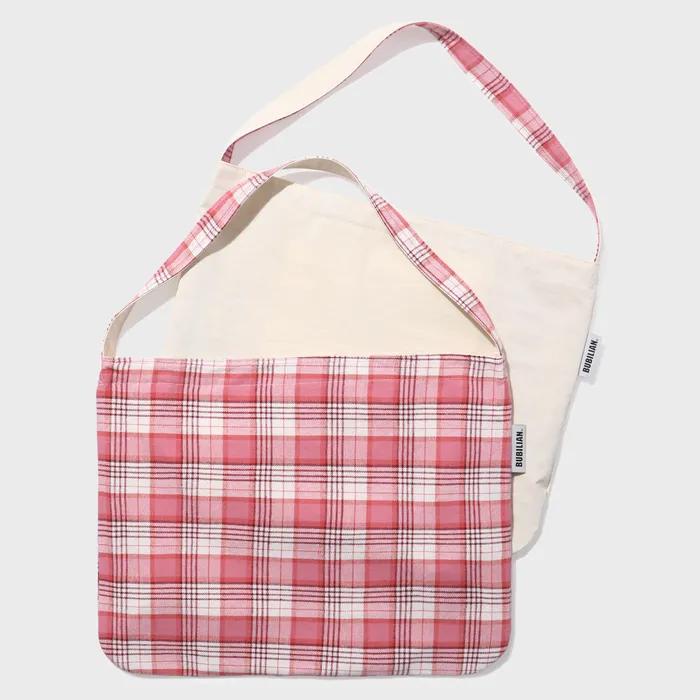 SIO Reversible Shoulder Bag _ Pink Check & Ivory