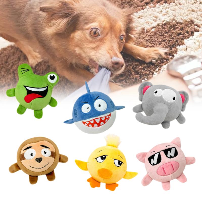Style Shark Bouncy Dog Ball Plush Pet Chew Toy Double Layer Cartoon Puppy Play