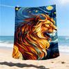 1pc Lion Night Sky Throw Blanket Polyester Fiber, Lightweight Flannel, Soft & Warm, All Season Use for Outdoor, Camping Digital Print