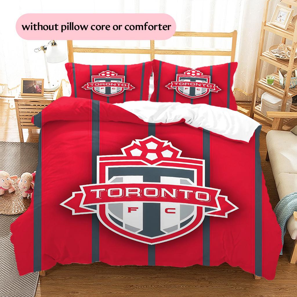 Toronto Football Club Pattern Bedding Quilt Set Home Decoration Gift (1 * duvet cover + 2 * pillowcase without core)