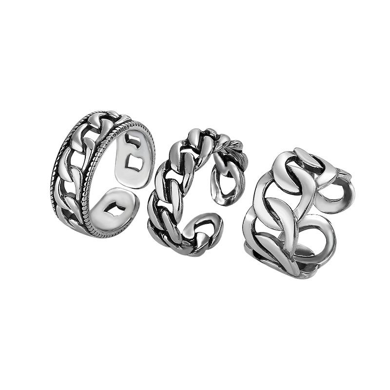 Personalisierter Retro-Ring Damen Kalter Wind Kreative Kette Stern Schlichter Ring Nische Thailändisches Silber Retro-Ring