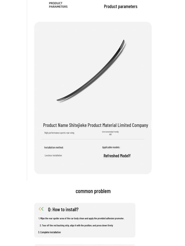 Compatible Rear Spoiler for Tesla Model Y/3 P Version