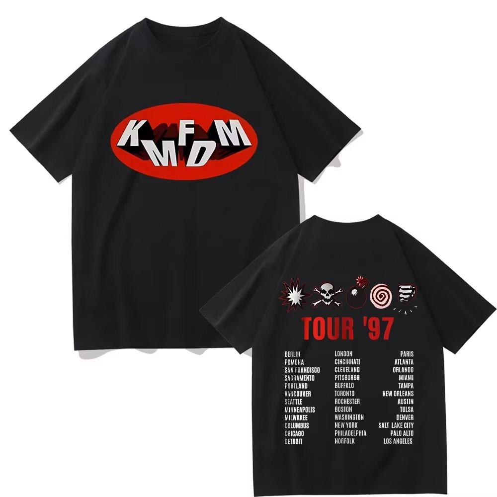 

Rock Band Kmfdm Tour 97 T Shirt Men Women Vintage Gothic Punk Tshirt Cotton Casual Oversized T-shirts 90s Streetwear L