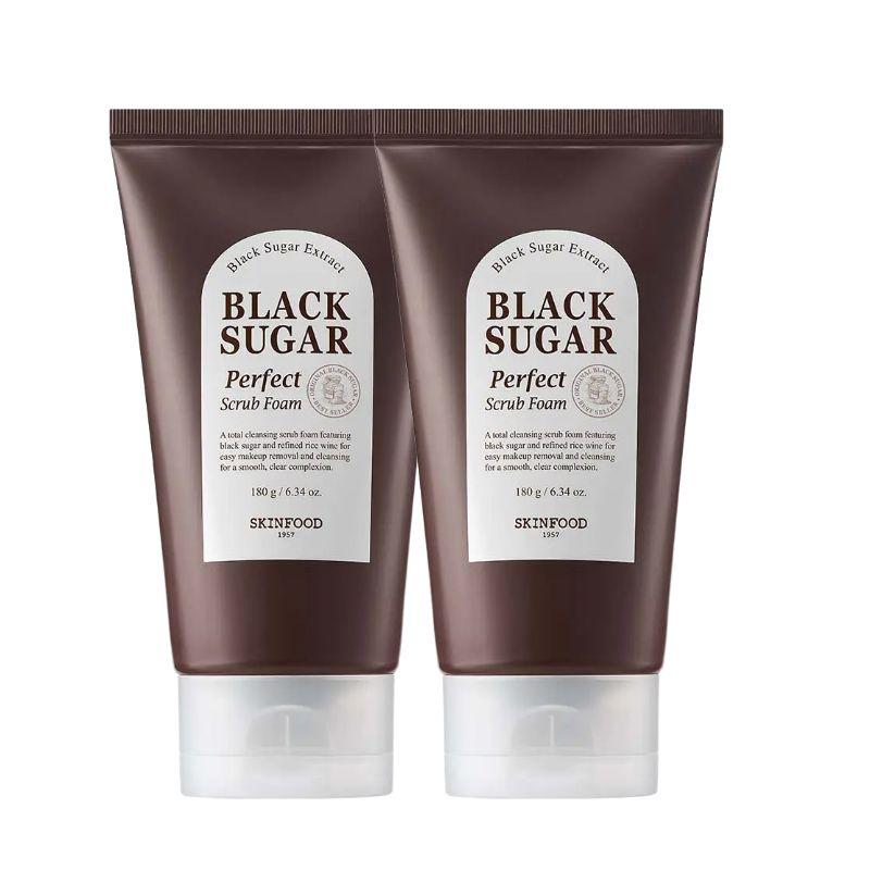 SKINFOOD Black Sugar Perfect Scrub Foam Exfoliating & Cleansing Double Pack 180g+180g