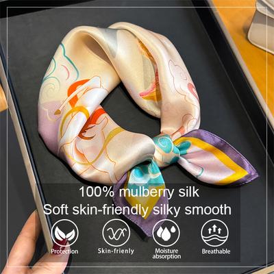 100% Seidenschal Elchmotiv Quadratische Schals für Damen Wickeltuch Maulbeerseide Bandana Mode Luxus Stirnband Hijab