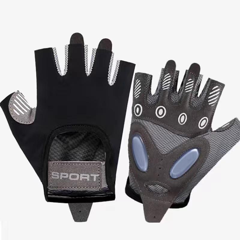 Half finger fitness gloves non-slip sports wear-resistant air cushion shock-proof ice silk breathable yoga anti-cocooning cycling gloves