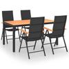 5 Piece Outdoor Dining Set in Black and Brown