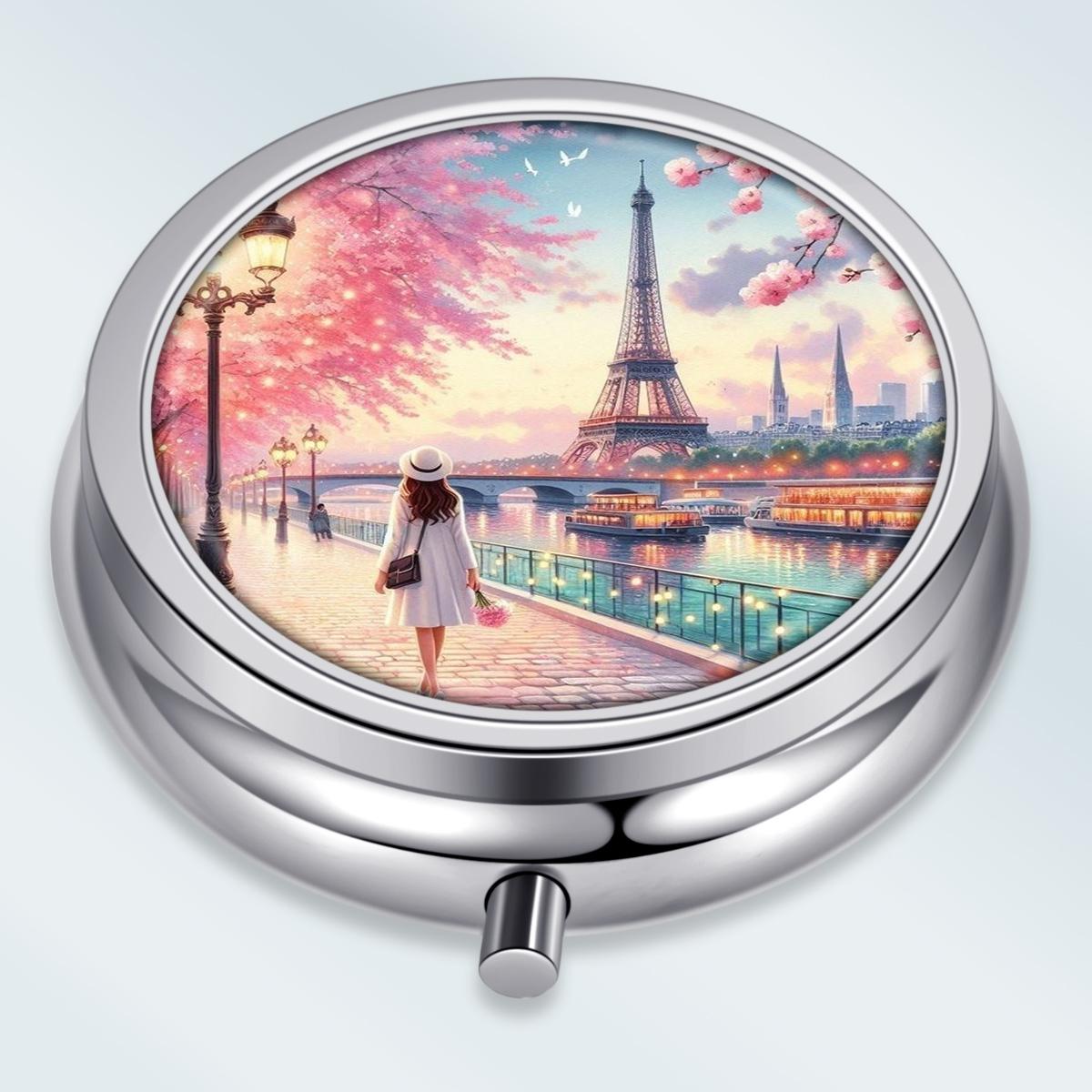 

Portable Pill Box with 3 Compartments, Mini Metal Medicine Organizer Case, Cute Printed Pill Container for Vitamins, Pills, Jewelry, Travel, Daily Use разноцветный