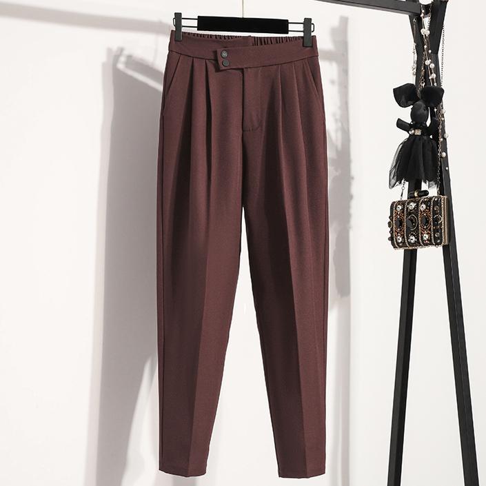 

Dimanaf Большие размеры летние длинные брюки женские эластичный пояс повседневные свободные винтажные брюки новые однотонные брюки 4XL красный