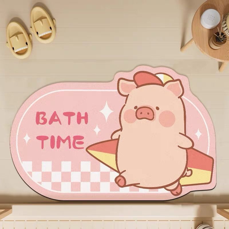 Lulu pig bathroom absorbent floor mat toilet diatom mud cushion non-slip quick-drying foot mat household door