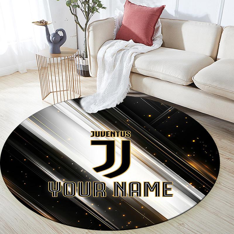 Custom Name Juventus2 Round Area Rug,Carpet Rug for Living Room Bedroom Sofa Playroom Decor,Non-slip Floor Mat