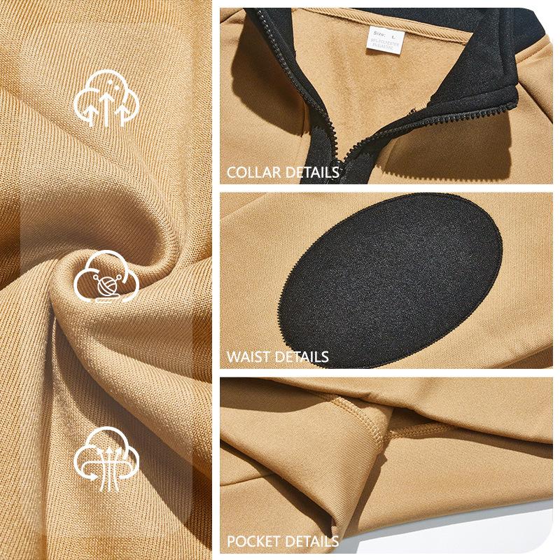 Men's Fleece Sweatshirt Long Sleeve Pullover Quarter Zipper Up Stand Collar Winter Fall Sweat Shirts Turtleneck Pullover Mock Neck Henley Tops for Men