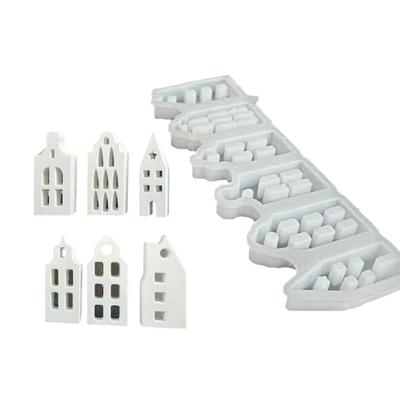 Flexible Silicone Mold Miniature House Shaped Decoration Making Mould Temperature Resistant Gypsum Mould for Ornament