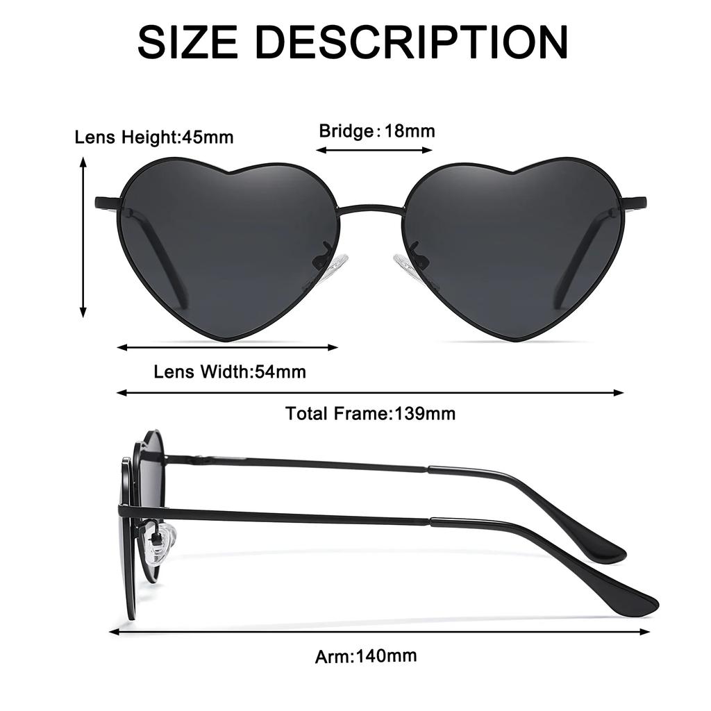 Retro Heart Shaped Sunglasses Fashion Polarized Sun Glasses Ultralight Clear Colorful Eyewear For Women Uv400