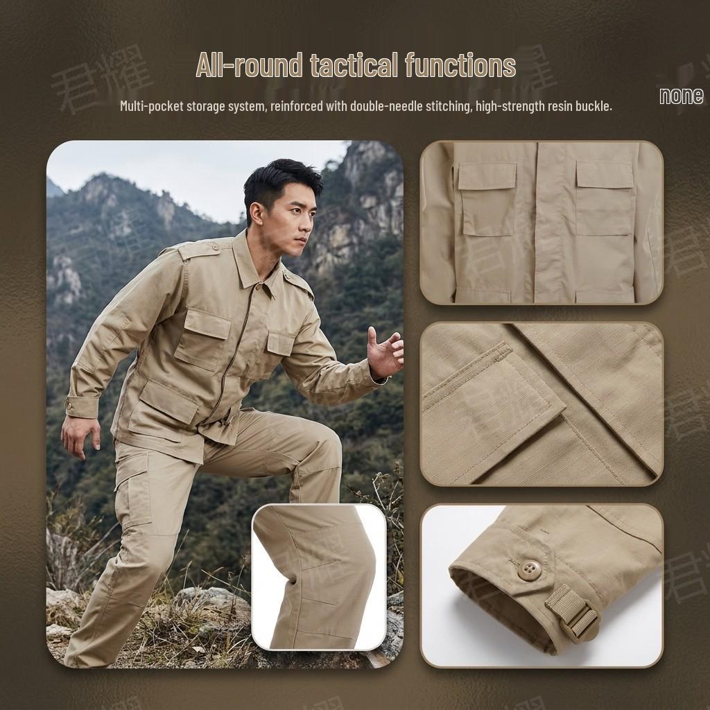 Set Uniforme da Combattimento Mimetico BDU da Uomo Transfrontaliero - Resistente a Manica Lunga Tattico per Sport all'Aperto