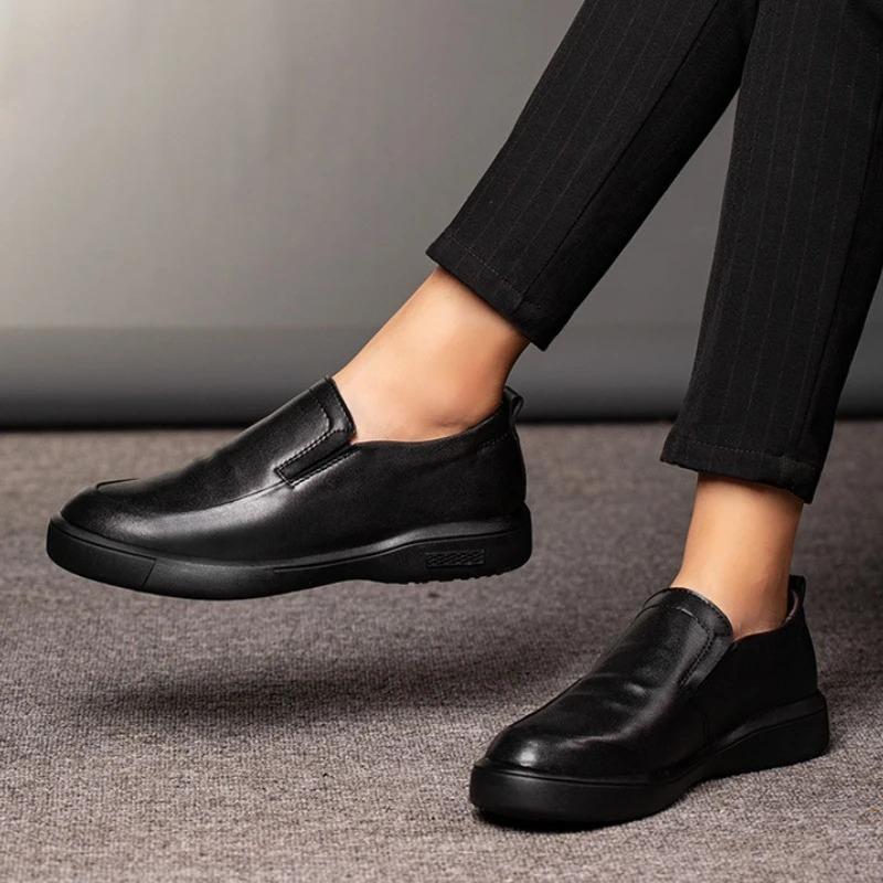Fashion Men's Casual Leather Shoes High Quality Cowhide Dress Shoes Business Leather Shoe Comfort Slip-on Loafers Soft Leather Men Shoes