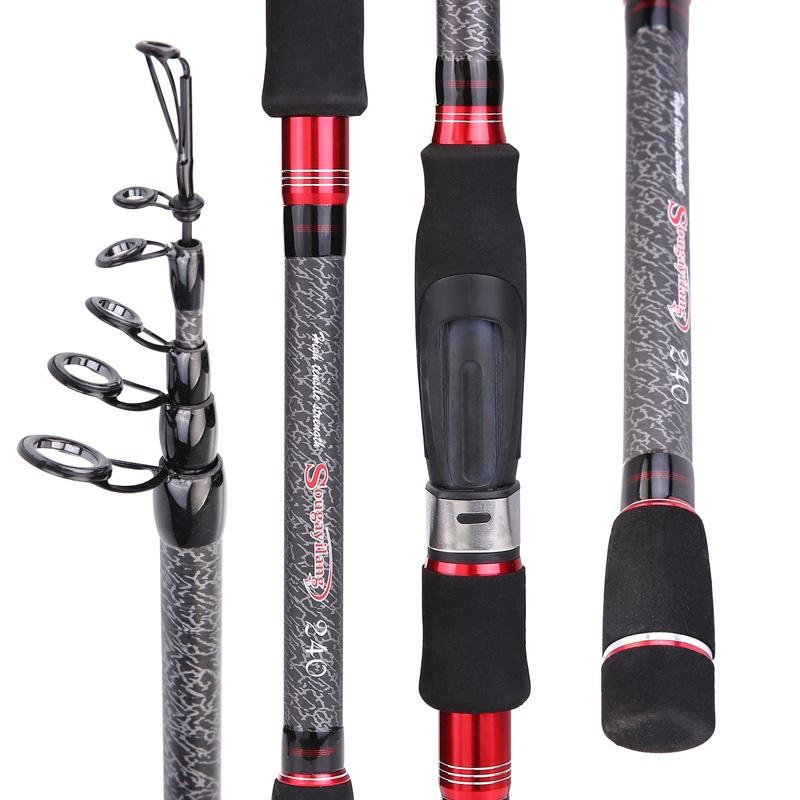 Teleskop-Carbonfaser-Spinn-Angelrute, Reise-Meer-Süßwasser-Angelrute