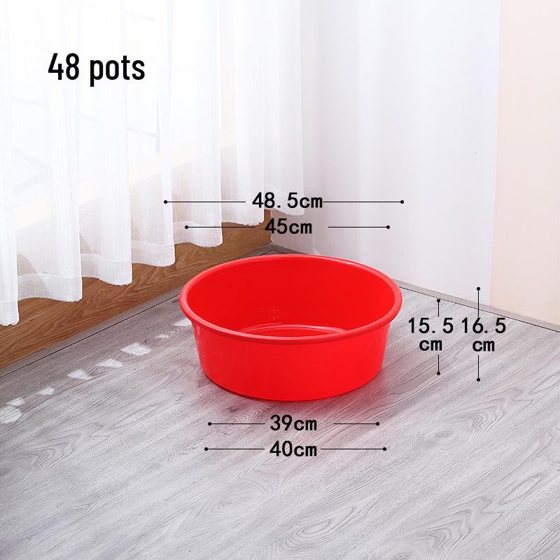 Extra Thick Red Plastic Washbasin - Large Round Household Basin
